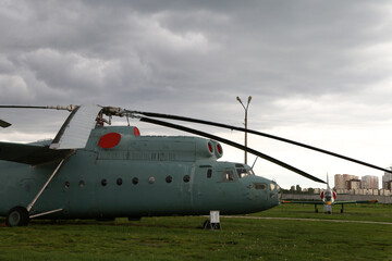 military transport helicopter at the airport