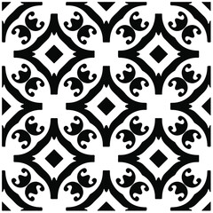 Decorative abstract pattern. Black and white seamless geometric pattern.