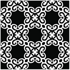 Decorative abstract pattern. Black and white seamless geometric pattern.
