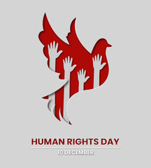 International Human Rights Day vector in paper cut style. For advertising, banner, flyer, brochure, social media posts. - obrazy, fototapety, plakaty