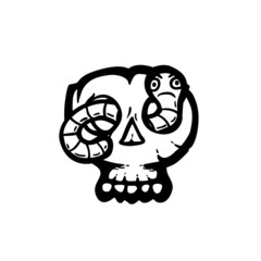 Cartoon skull, hand drawn vector