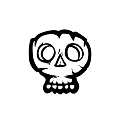 Cartoon skull, hand drawn illustration