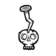 Cartoon skull, hand drawn vector illustration