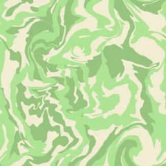 Gordijnen Liquid ink abstract artwork seamless repeat pattern. Retro greens, vector watercolor color gradient all over surface print background. © MoJX.Studio