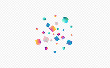 Bright Cube Vector Transparent Background.
