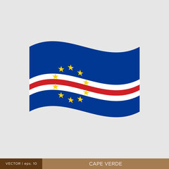 Waving flag of Cape Verde vector illustration design template.