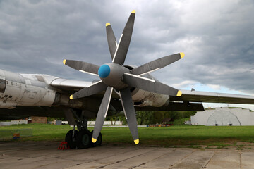 The propeller of an airplane