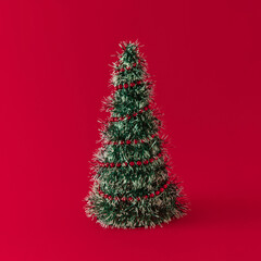 Christmas tree on a red background