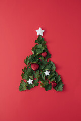 .a Christmas tree with Christmas hearts and stars, of parsley