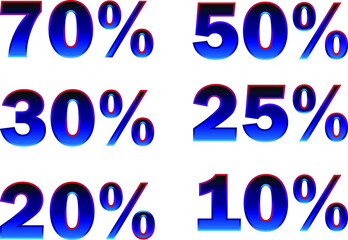 vector set of discounts gradients. shining numbers. sale