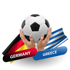 Soccer football competition match, national teams germany vs greece