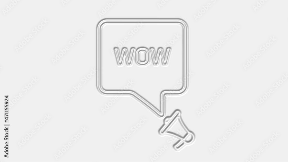 Poster wow. megaphone with wow text speech bubble banner. loudspeaker. 4k video motion graphic
