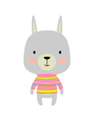 cute rabbit in sweater isolated, cartoon animals