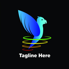 Icon vector template design logo with bird and wind concept