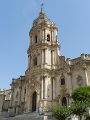 Fototapeta na wymiar Modica, Sicily, Cathedral of San Giorgio, Facade, Oblique View