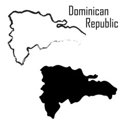 dominican republic map black and white vector illustration. map black and white vector illustration.