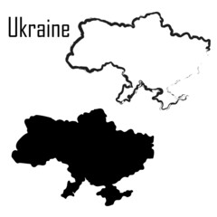 ukraine map black and white vector illustration. map black and white vector illustration.