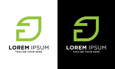 Letter F Leaf Outline Creative Abstract Business Modern Logo on a black and white background.
