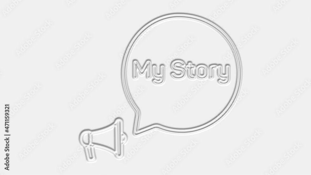 Aufkleber My story text. Megaphone with text my story speech bubble banner. Loudspeaker. 4K video motion graphic