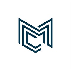 Letter MC or CM logo design. creative minimal monochrome monogram symbol.