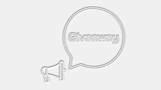 Giveaway text. Megaphone with text giveaway speech bubble banner. Loudspeaker. 4K video motion graphic