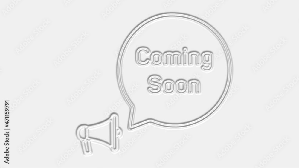 Aufkleber Coming soon text. Megaphone with text coming soon speech bubble banner. Loudspeaker. 4K video motion graphic