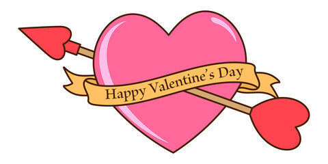 バレンタインデー　ハート　リボン　矢