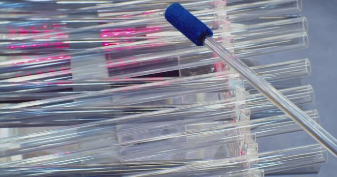 modern musical instrument.play of glass xylophone.close-up.