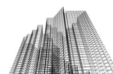 architectural drawing 3d illustration