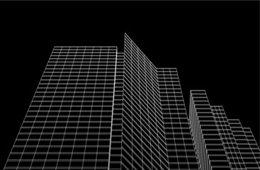 abstract architectural drawing 3d vector illustration