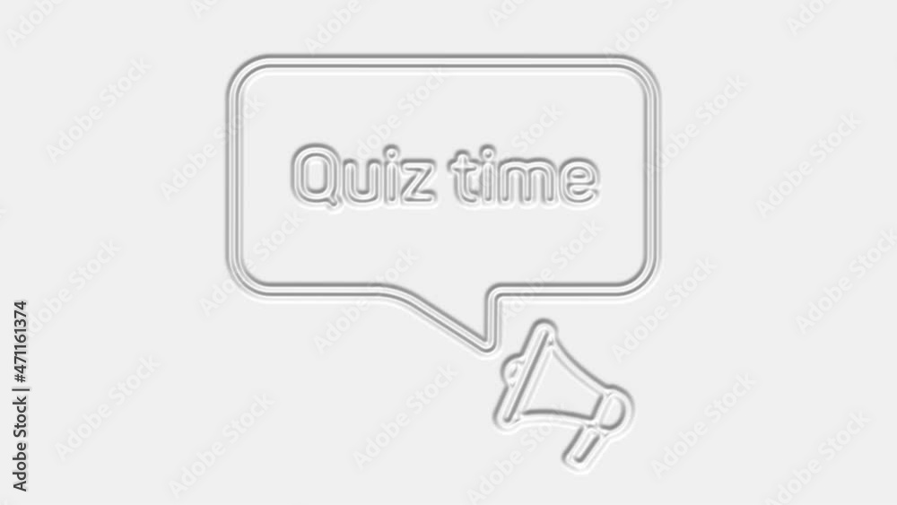 Aufkleber Quiz time text. Megaphone with text quiz time speech bubble banner. Loudspeaker. 4K video motion graphic