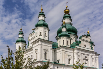 Saint Trinity Cathedral (1695) in Holy Trinity - Elijah Monastery in Chernihiv. Monastery founded in 11th century. City Chernihiv - one of oldest cities of Kievan Rus (907). Chernihiv, Ukraine.