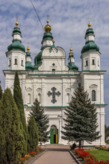 Fototapeta premium Saint Trinity Cathedral (1695) in Holy Trinity - Elijah Monastery in Chernihiv. Monastery founded in 11th century. City Chernihiv - one of oldest cities of Kievan Rus (907). Chernihiv, Ukraine.