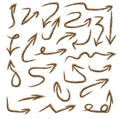 Set of arrows hand drawn vector on white underground