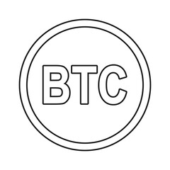 Bitcoin digital currency in outline vector icon