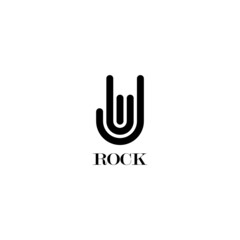 sign Rock and Roll logo design with finger Rock. Vector Illustration