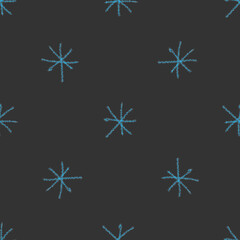 Hand Drawn Snowflakes Christmas Seamless Pattern. Subtle Flying Snow Flakes on chalk snowflakes Background. Adorable chalk handdrawn snow overlay. Brilliant holiday season decoration.