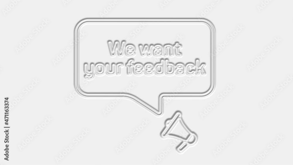 Aufkleber we want your feedback text. megaphone with text we want your feedback speech bubble banner. loudspea