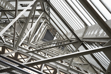 Triangular metallic structure in d orsay museum, Paris, France, Europe
