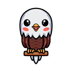 Cute little eagle cartoon on tree branch