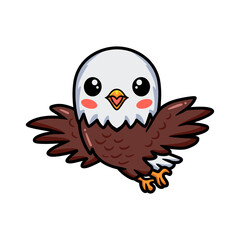 Cute little eagle cartoon flying