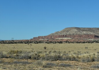 McCartys, New Mexico, USA - November 21, 2021: Desert Mountain Along the Highway on a Bright, Clear Late Fall Day