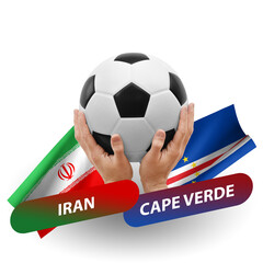 Soccer football competition match, national teams iran vs cape verde