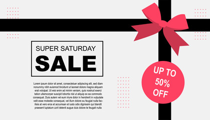 Super Saturday Sale banner. One day deal, special offer, big sale, clearance. Set of flat backgrounds for social media, stories, banners, invitation card, poster, greeting card. Vector illustration.
