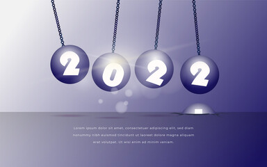 modern background ball text New year 2022