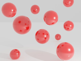 3d render of several shiny red balls