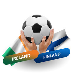 Soccer football competition match, national teams ireland vs finland