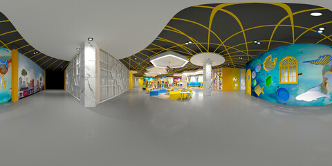 360 degrees view of kids school play room - obrazy, fototapety, plakaty