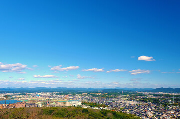 山口県山陽小野田市　竜王山　山頂からの晴れの日の景色