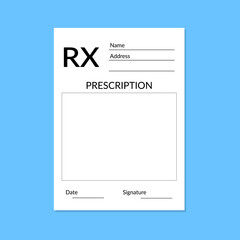 Blank Rx prescription form on blue background © Влад Мясищев
